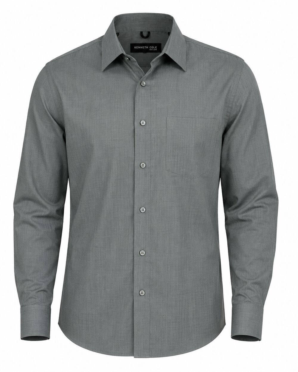 Kenneth Cole New York Men Large 16.5 Dress Shirt Grey Long Sleeve Premium Cotton
